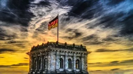 A beautiful country Germany showing a heritage with its flag