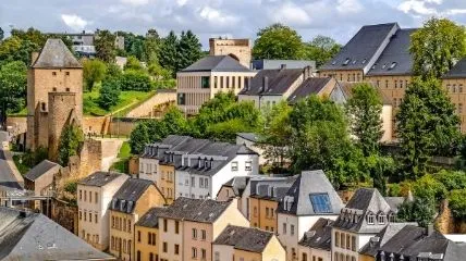 Luxembourg country showing a city with greenery. 